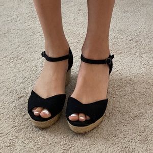 TOMS platform strappy espadrille wedge sandals 9W